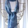 long dark blue and silver grey navy blue long scarf