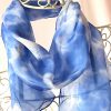 blue long silk scarf