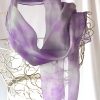 long silk scarf - purple and silver grey purple and grey long scarf