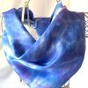 large blue square silk scarf, warm feel large blue square scarf